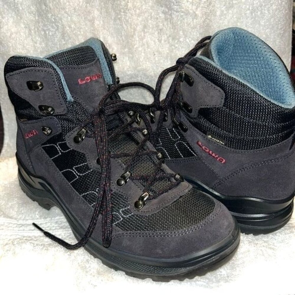 Lowa Taurus Pro GTX Mid Womens Hiking Boots Size 8.5 Black Blue